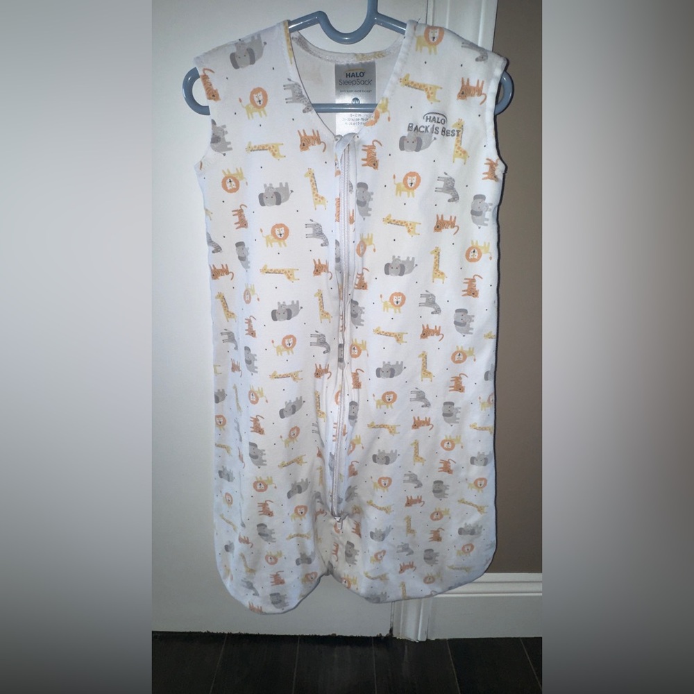 Halo White Animal Print Sleep Sack size medium 6-12 months